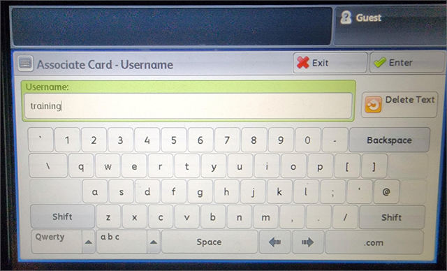 Enter username screen